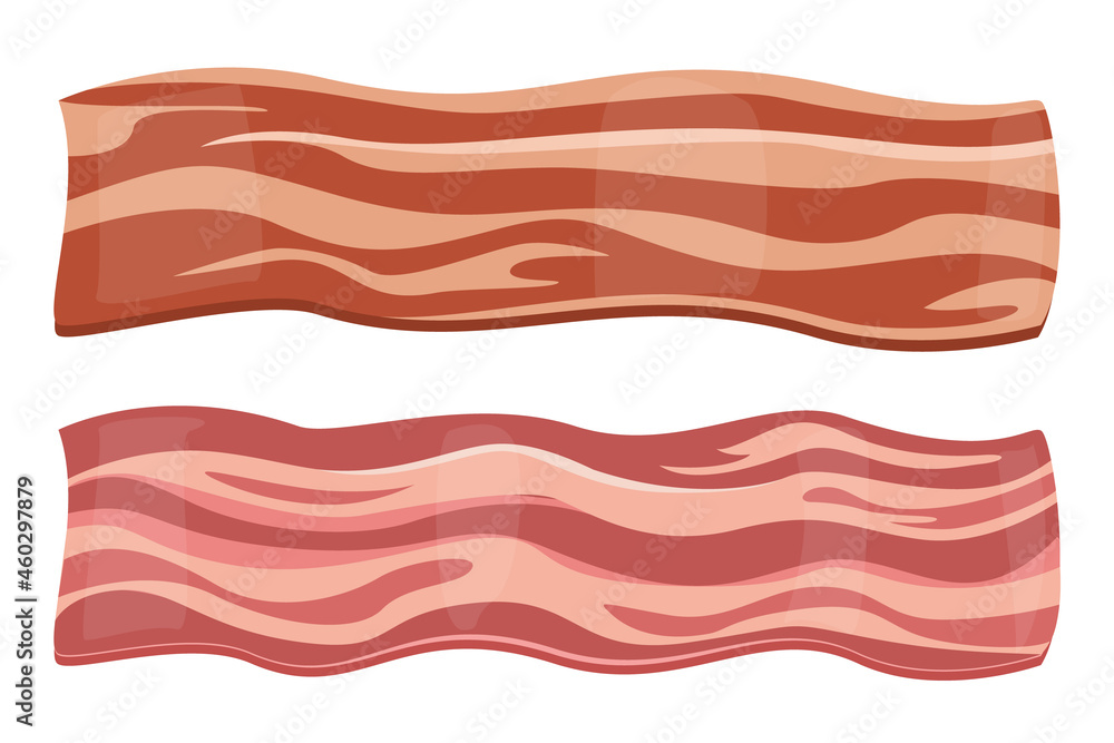 Bacon vector isolated. Slice of delicious meat, crispy cooked bacon for breakfast. Strip of fresh tasty meal - obrazy, fototapety, plakaty 