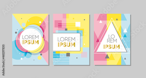 Set of brush strokes colorful trendy card. Hand drawn creative flayers, abstract design poster, cover, design. Vector illustration. Lorem ipsum.