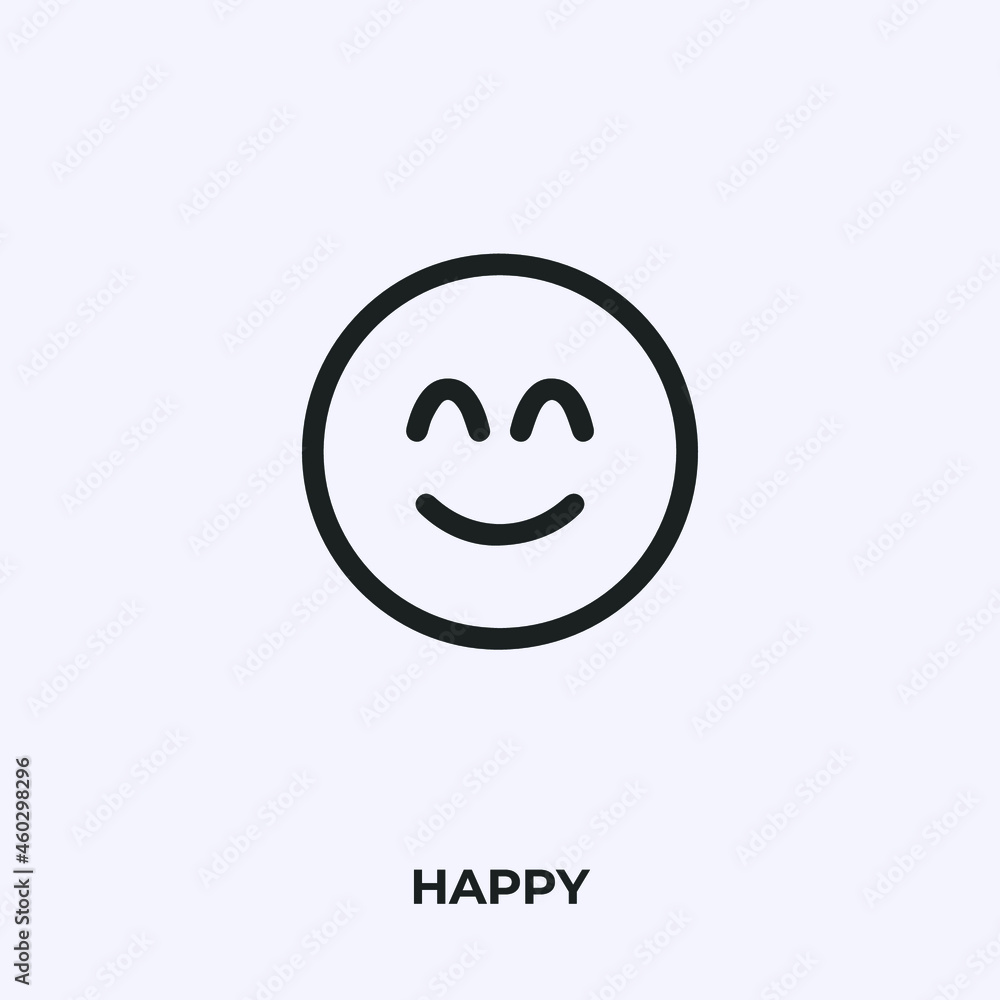 Obraz premium happy emoji icon vector. Linear style sign for mobile concept and web design. happy emoticon symbol illustration. Pixel vector graphics - Vector.