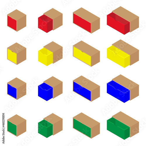 Stackable storage cubbies boxes toy organizer isolated on white background isometric view.