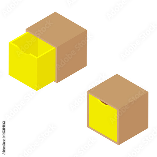 Stackable storage cube toy organizer isolated on white background isometric view.