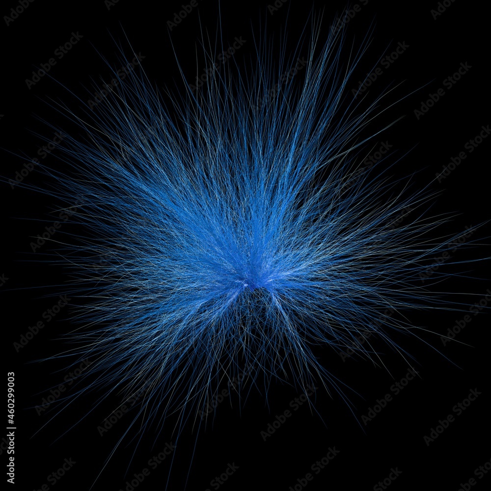 Abstract background with blue lines that look like a bun of hair. 3d render