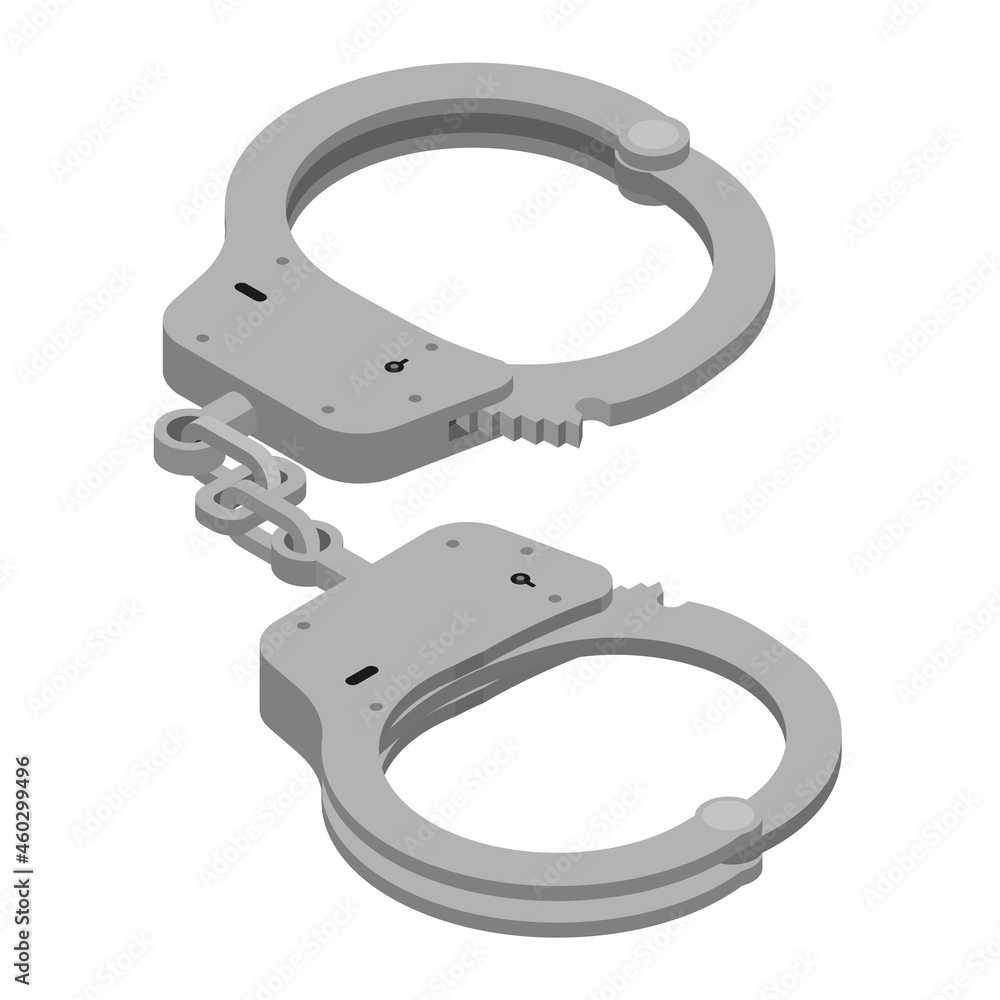 Closed handcuffs isolated on white background.