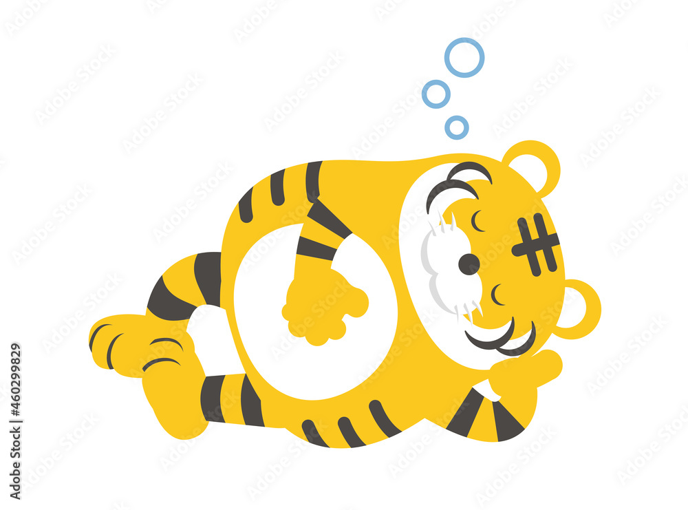 虎のキャラクターのベクターイラスト （寝る） Stock Vector | Adobe Stock