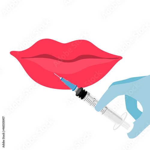 Sensual beautiful female lips, procedure lip injection.