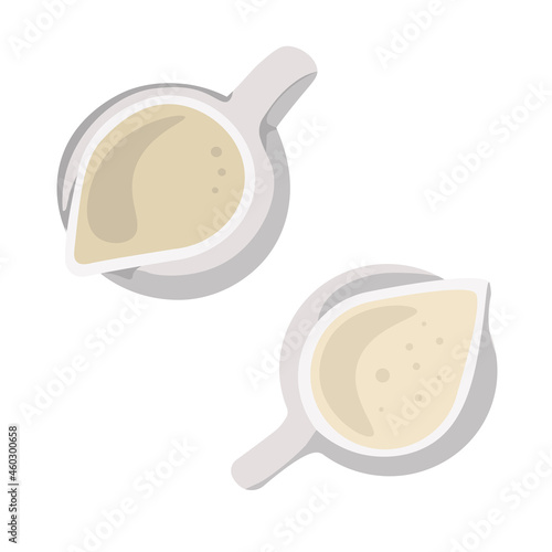 Two creamers for milk or cream top view, vector