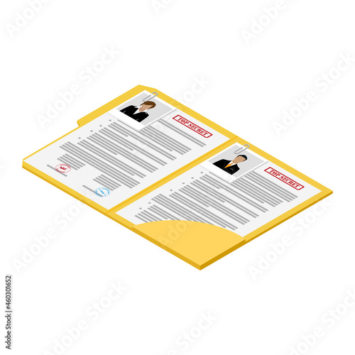 Files with top secret document isometric view