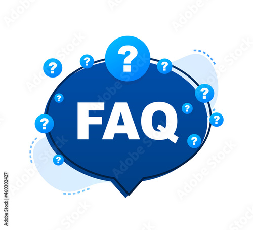 Frequently asked questions FAQ banner. Speech bubble with text FAQ. Vector stock illustration.