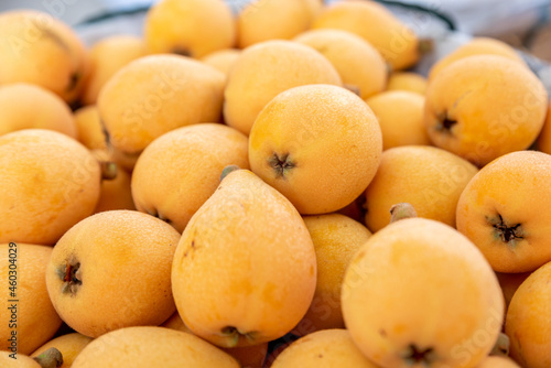 Yellow and big loquats on the plate