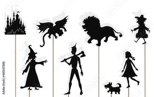 Wizard of Oz storytelling, isolated shadow puppets.