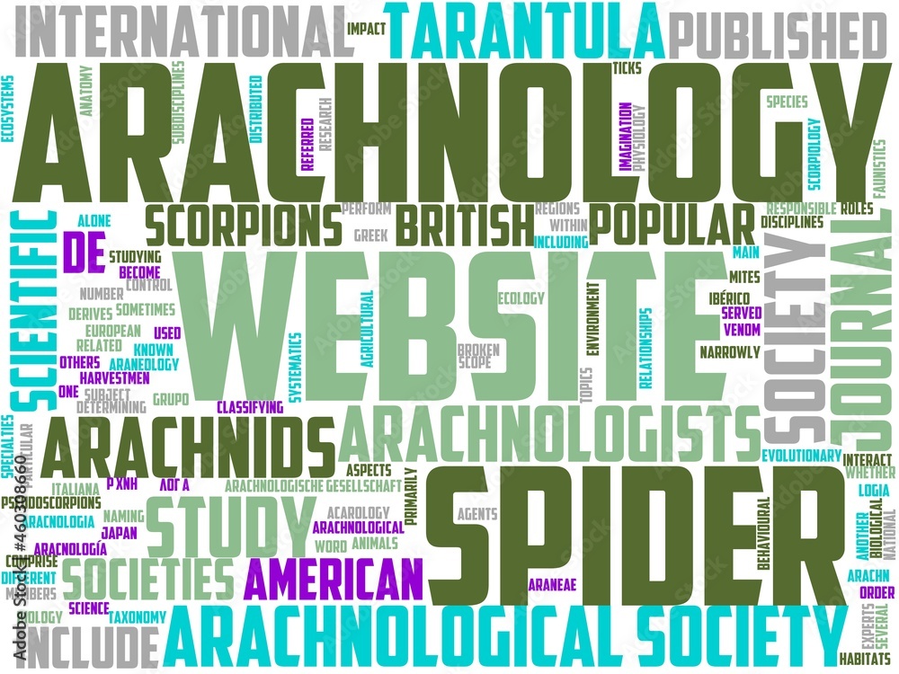 Fototapeta premium arachnology typography, wordcloud, wordart, nature,animal,spider,wildlife,arachnid