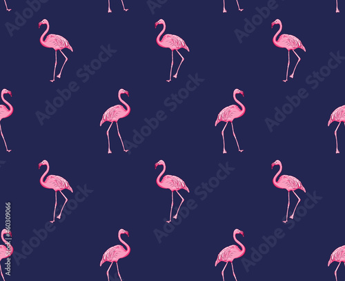 Seamless pattern background with pink flamingo, vector EPS 10
