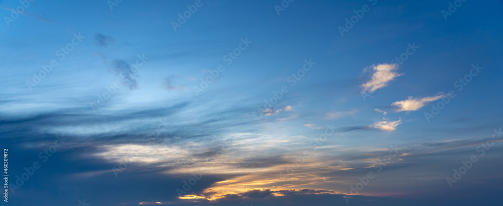 Panoramic photo of beautiful sky in the blue hour Panoramic photo of beautiful sky in the blue hour