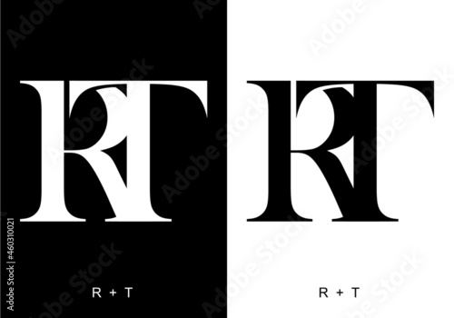 Black and white color of RT initial letter