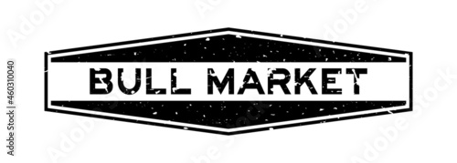 Grunge black bull market word hexagon rubber seal stamp on white background