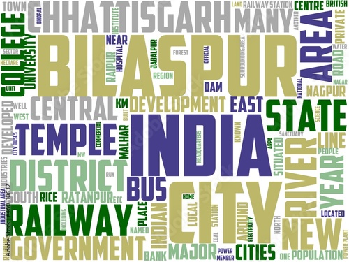 bilaspur typography, wordcloud, wordart, travel,india,bilaspur,asia,sketch photo