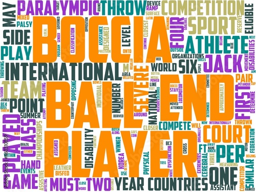 boccia typography, wordcloud, wordart, bowling,sport,ball,game,competition