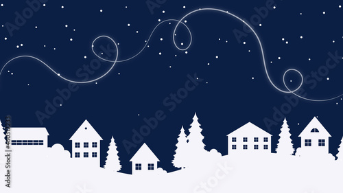 winter night landscape, winter landscape with snow, christmas night landscape
