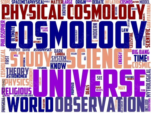 cosmology typography, wordart, wordcloud, cosmology,universe,illustration,science