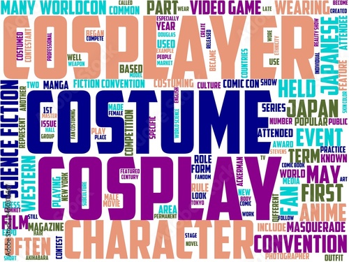 cosplay typography, wordart, wordcloud, cosplay,female,costume,girl