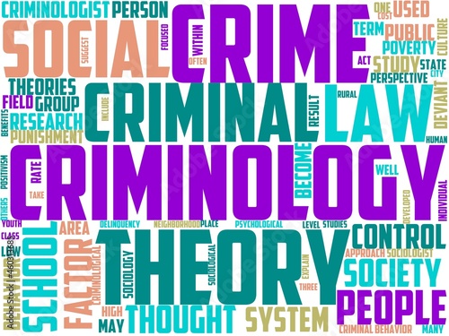 criminology typography, wordart, wordcloud, crime,criminology,investigation,evidence photo