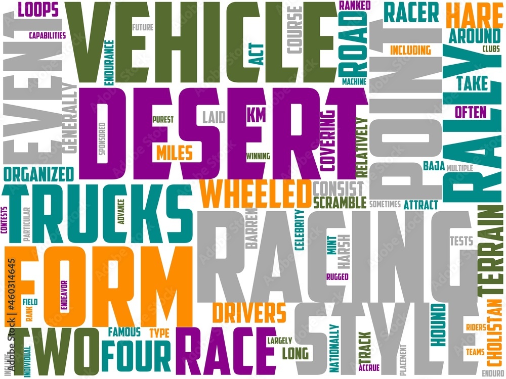 desert racing typography, wordart, wordcloud, desert,race,sand,extreme