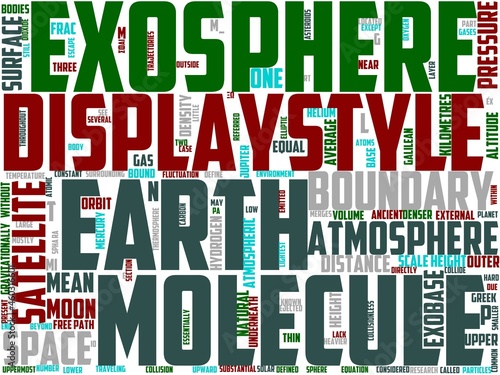 exosphere typography, wordart, wordcloud, earth,stratosphere,exosphere,planet photo