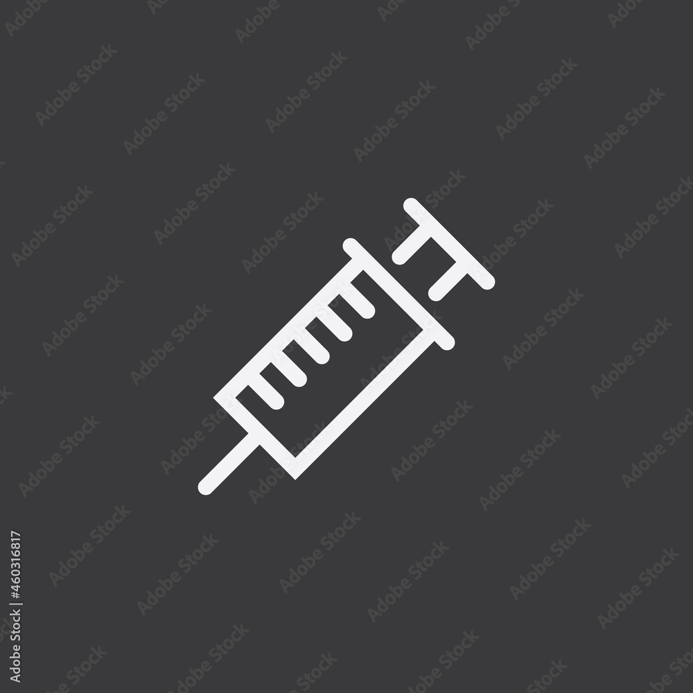 Syringe linear icon. Vaccine symbol.