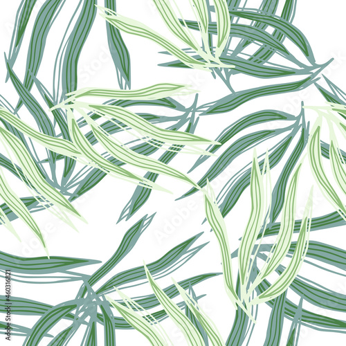Random abstract seaweeds seamless pattern on white background.