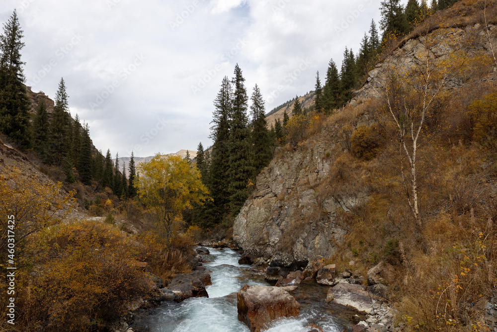 Turgen River and Turgen gorge in Ile-Alatau National Park, Kazakhstan.