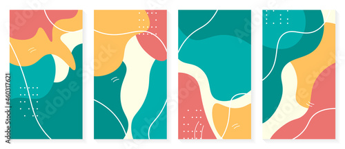 Abstract Colorful Shapes Social Media Stories with Lines Design Background