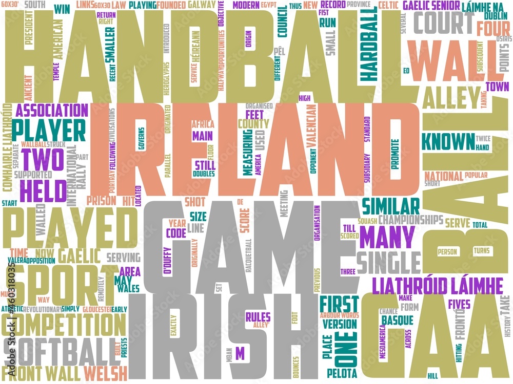 gaelic handball typography, wordart, wordcloud, sport,handball,ball
