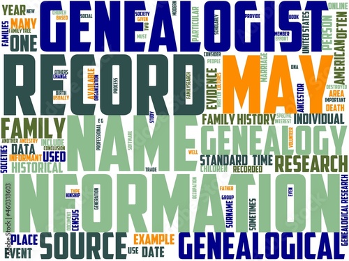 geneology typography, wordart, wordcloud, family,history,tree,ancestry photo