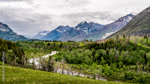 Blakiston Creek as it flows from Red Rock Canyon to Lower Watertown Lake in Waterton Lakes National Park in Alberta, Canada