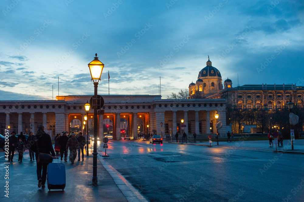 Naklejka premium Evening view of Vienna, the capital of Austria