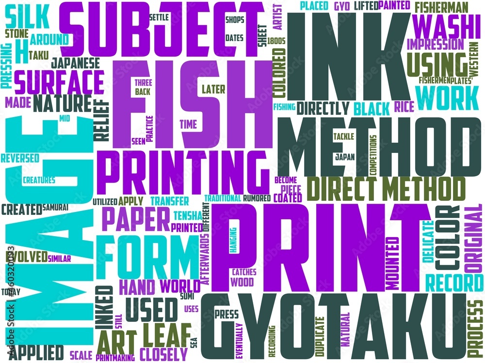gyotaku typography, wordart, wordcloud, japanese,japan,hand,made gyotaku typography, wordart, wordcloud, japanese,japan,hand,made