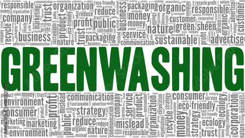 Greenwashing vector illustration word cloud isolated on white background. photo