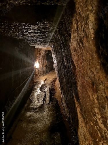 Old roman tunnel in gold mine Rosia Montana, Transylvania - Roman Galleries in Gold Mine