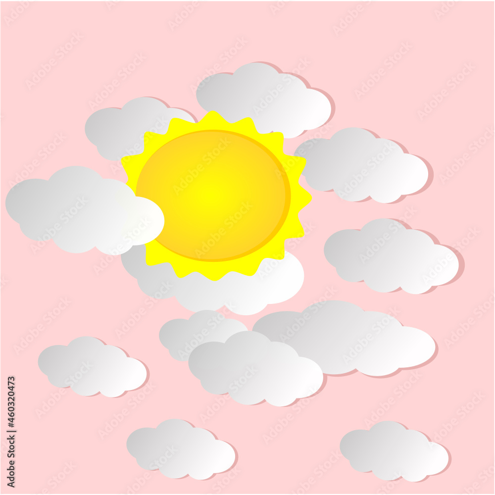 vector graphic illustration of the sun shining brightly among several clouds suitable for background vector graphic illustration of the sun shining brightly among several clouds suitable for background