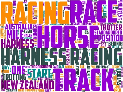 Foto harness racing typography, wordart, wordcloud, horse,harness,jockey,speed