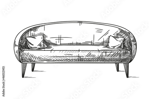 Sketch sofa isolated on white background. Vector