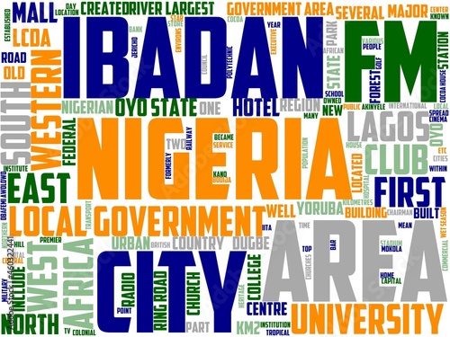 ibadan typography, wordart, wordcloud, travel,ibadan,nigeria,africa
