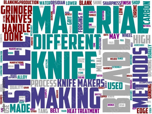 knife making typography, wordart, wordcloud, work,knife,metal,traditional photo