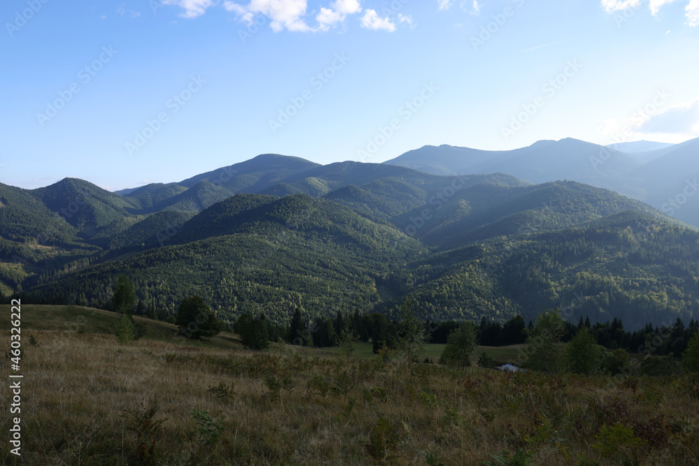 Picturesque view of mountain landscape in morning