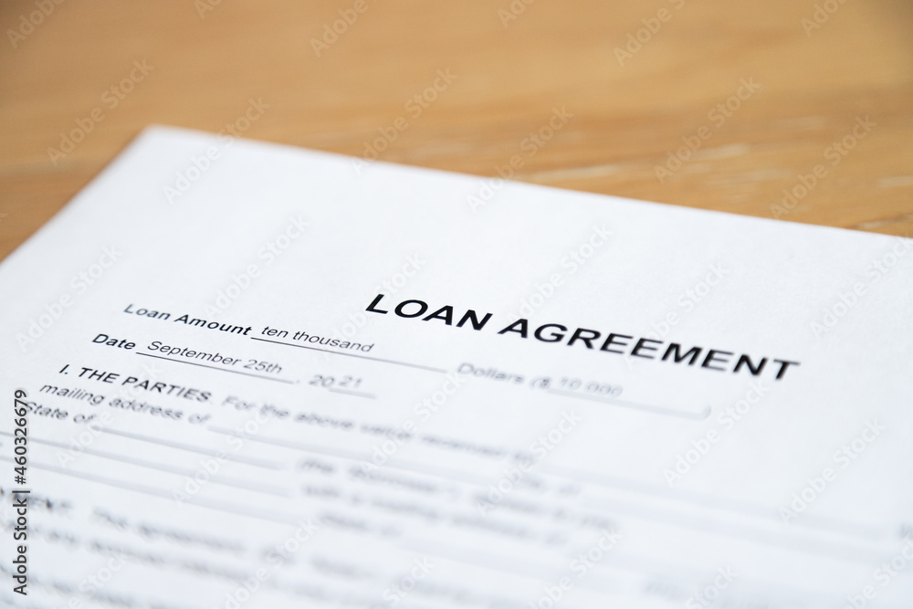 Pre-filled loan agreeement