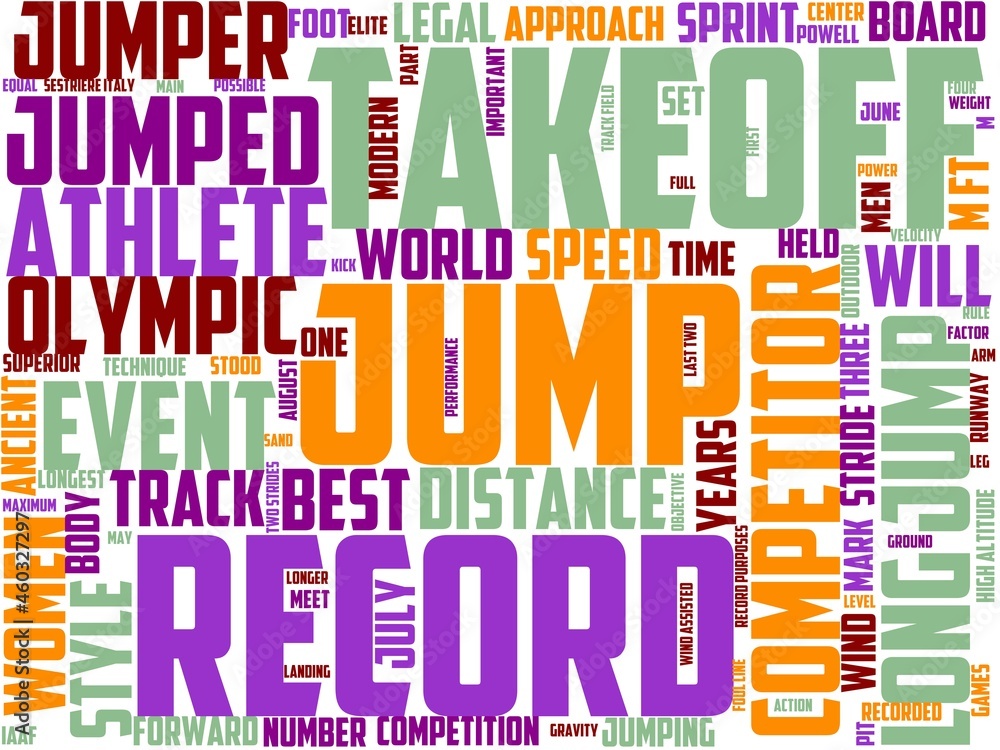 long jump typography, wordart, wordcloud, jump,long,competition,athlete