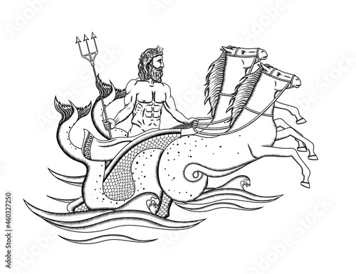Vector illustration of Poseidon, the Greek God of the sea 