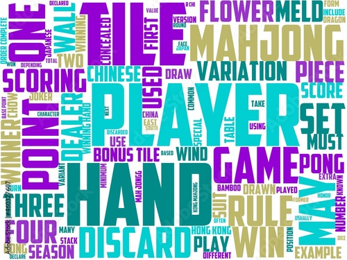 mahjong typography, wordcloud, wordart, mahjong,game,play,gambling