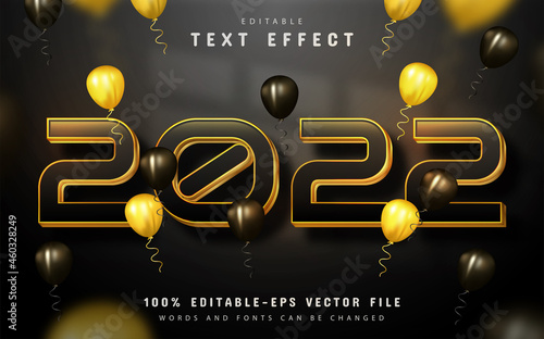 Happy new year 2022 gold text effect