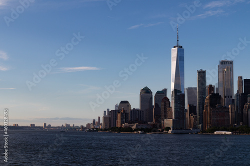 Downtown Lower Manhattan Skyline along the Hudson River in New York City